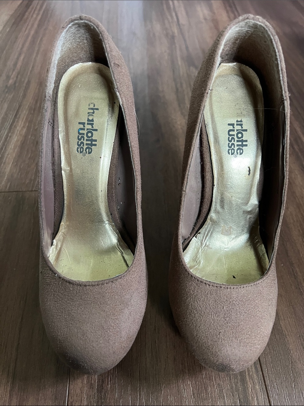 Charlotte Russe Brown Suede Round Toe Pumps
